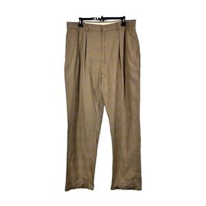 VTG Polo Ralph Lauren Glen Plaid Trousers 35x31 Brown Old Money Dark Academia
